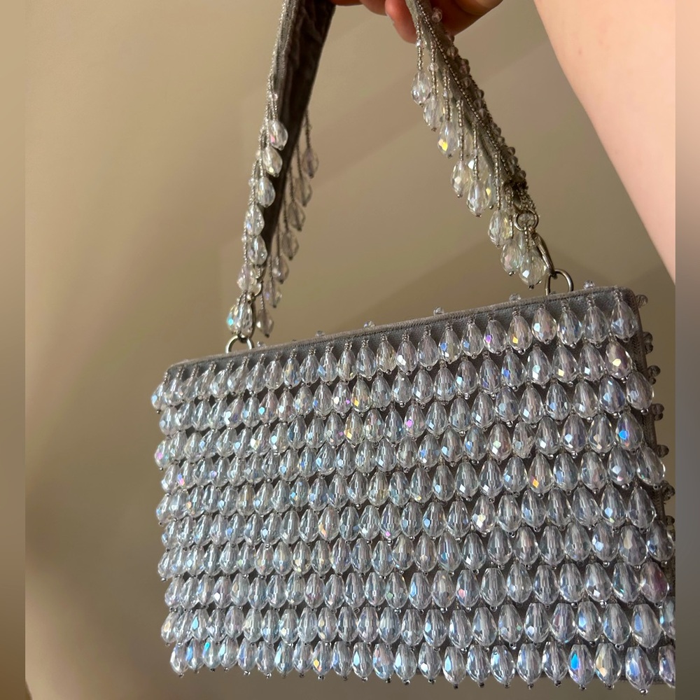 BHLDN Zhuu Crystal Box Clutch Silver Crystals Evening Bag Purse NEW WITH FLAWS